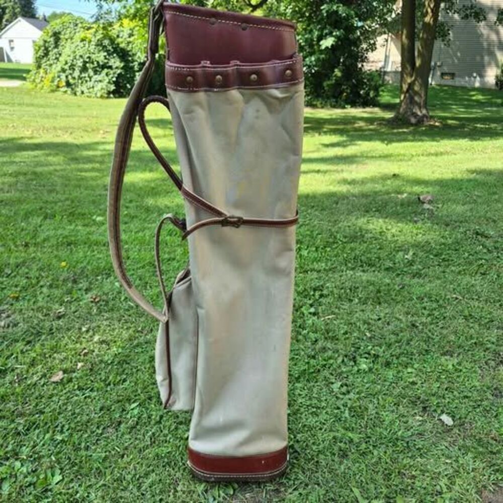Vintage Rawlings Canvas/Leather Golf Bag w/ Carry Strap